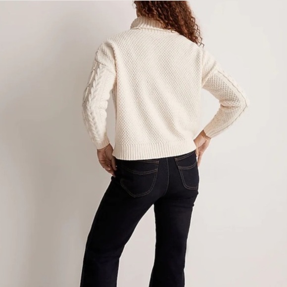Madewell Women’s XXS Capri Cable Knit Cream Turtleneck Sweater, Madewell Sweater - Picture 2 of 11
